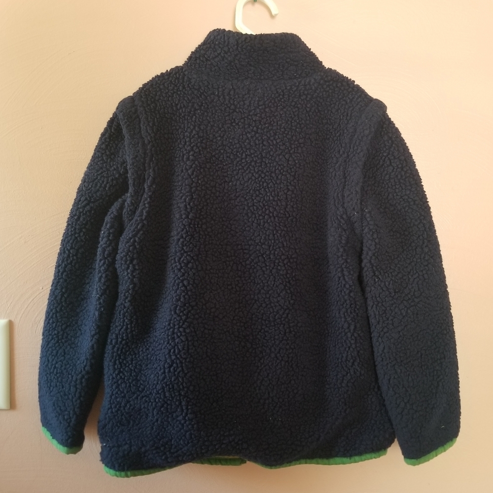 BODEN MINI Navy/Green Convertible Lined Sherpa Jacket Vest. 5-6Y - Picture 2 of 6